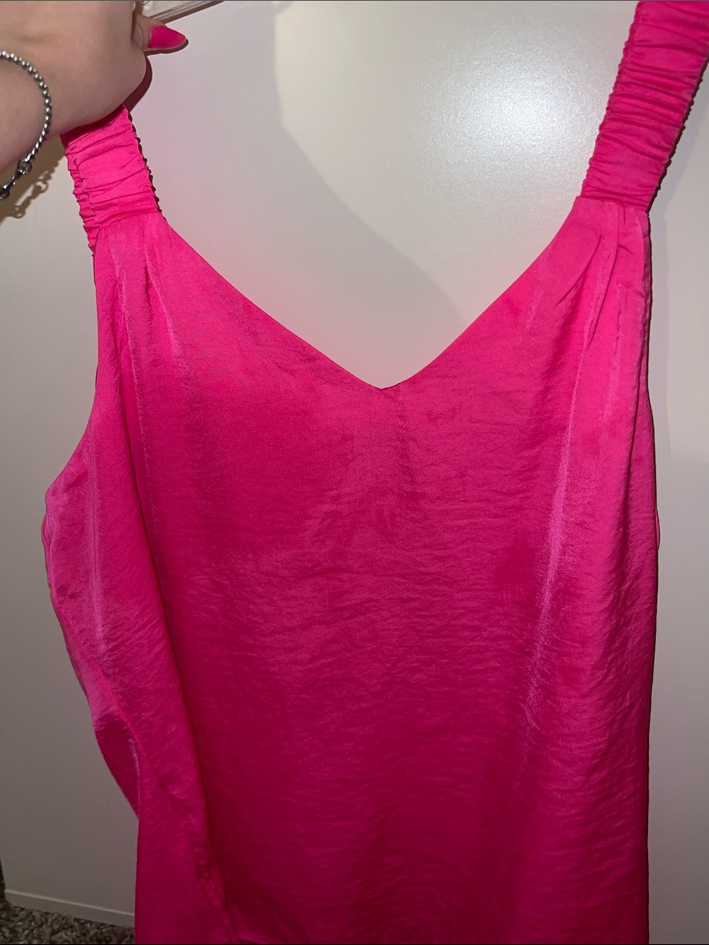 NWT Vince Camuto Neon Pink Stretchy Strapped V-Neck Camisole